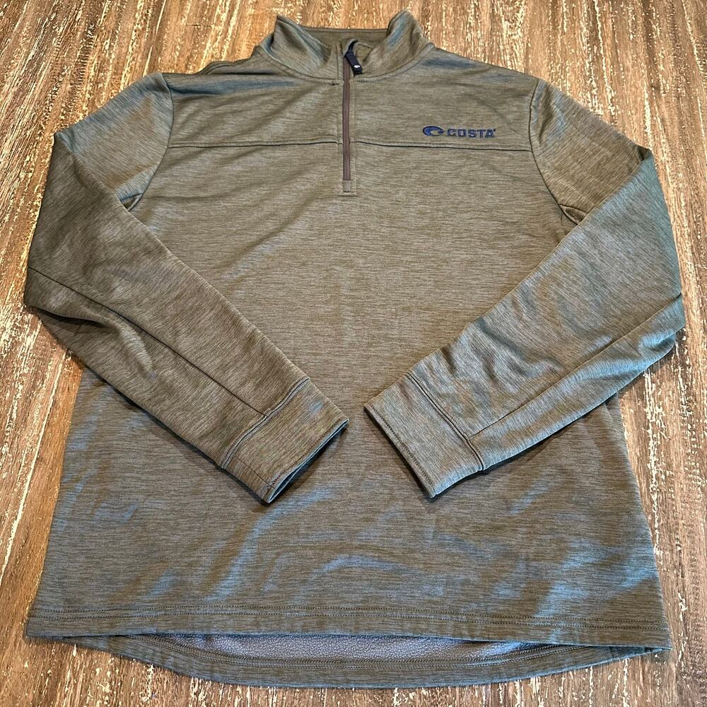 Costa Del Mar Men’s Quarter Zip Performance Pullover Olive Green Heather Size L